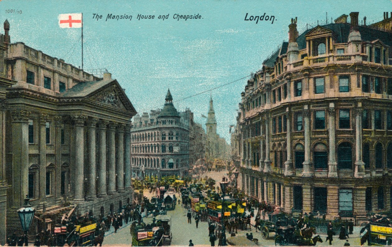 Het Mansion House en Cheapside, Londen door Unbekannt