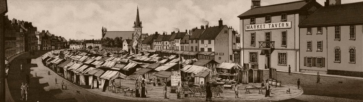 De markt, ca. 1880 door Unbekannt
