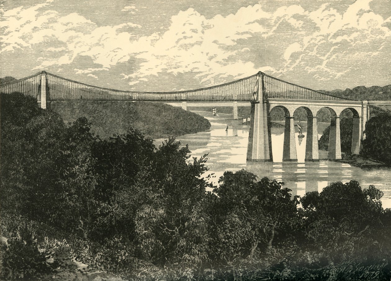 De Menai hangbrug, 1898 door Unbekannt