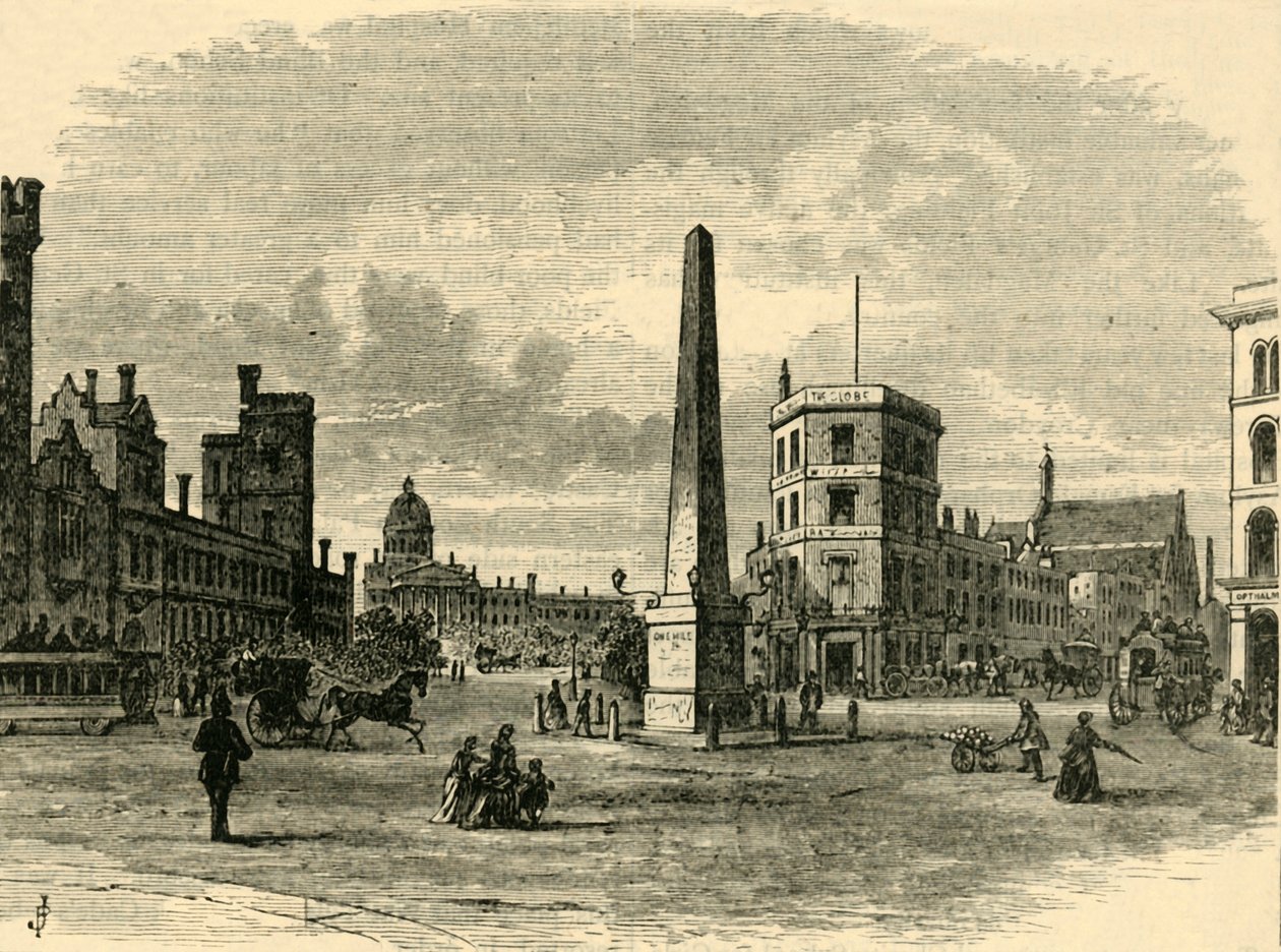 De obelisk in St. Georges Circus, ca. 1878 door Unbekannt