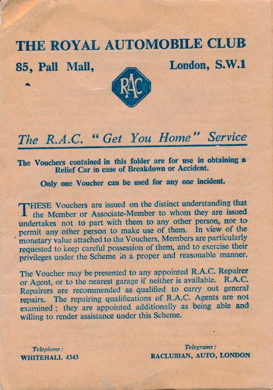 De Royal Automobile Club vouchers door Unbekannt