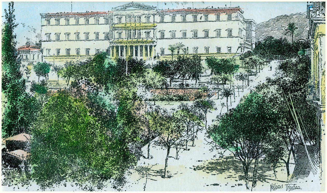 Het Koninklijk Paleis, Athene, Griekenland door Unbekannt