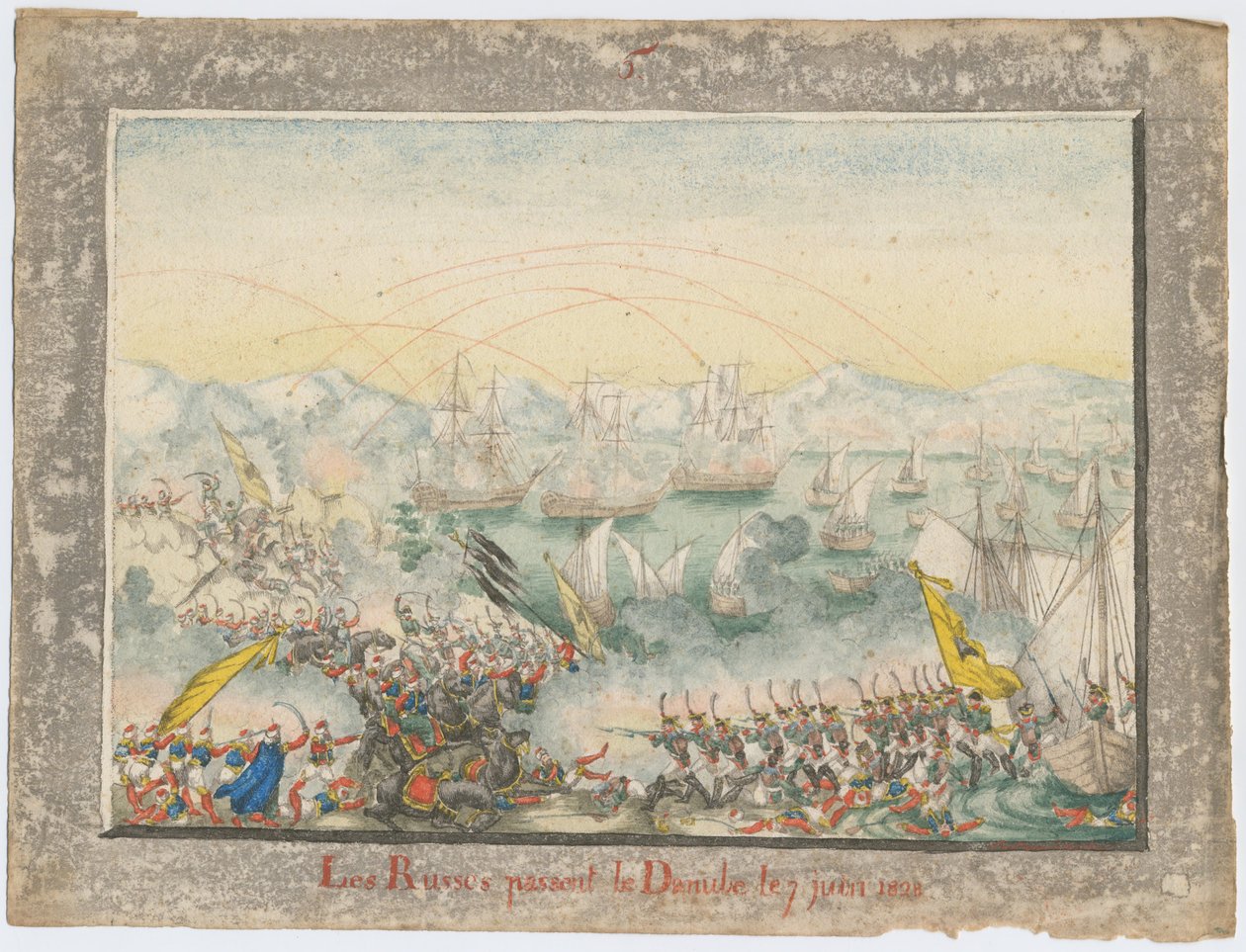 De Russen staken de Donau over in 1828 door Unbekannt