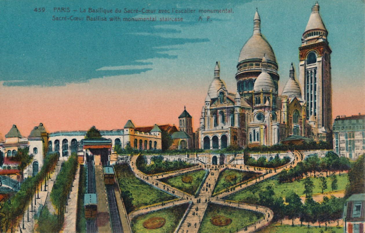 De Sacré-Coeur Basiliek met monumentale trap, Parijs door Unbekannt