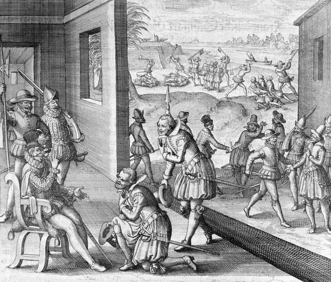 De Spaanse verovering van Fort Caroline door Unbekannt