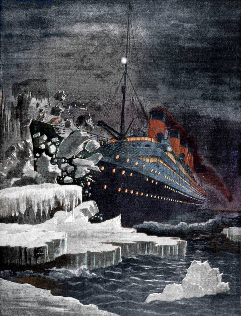 De Titanic botst tegen een ijsberg, 1912 door Unbekannt