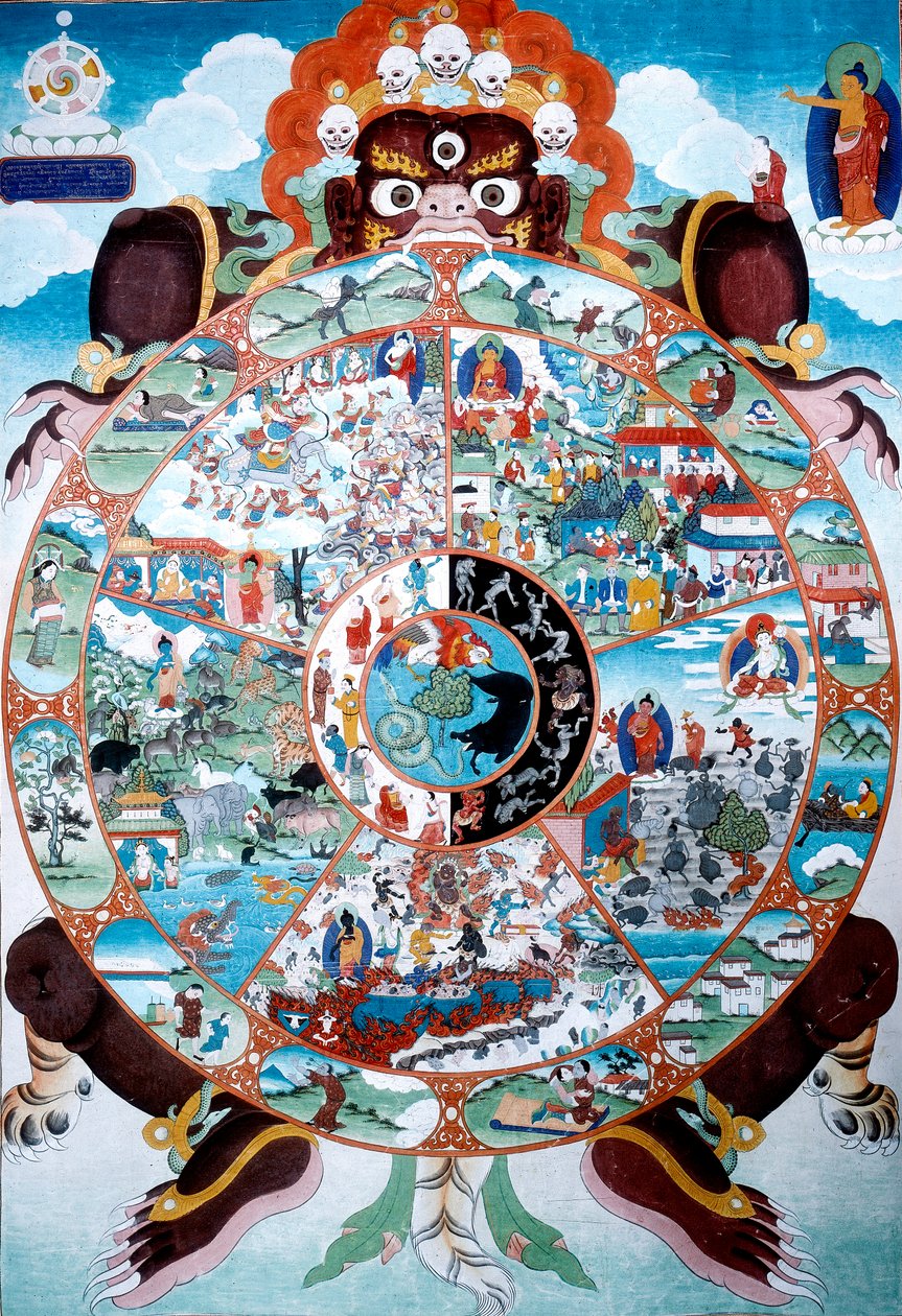 Het wiel van het leven, Tibet, 19e-20e eeuw door Unbekannt