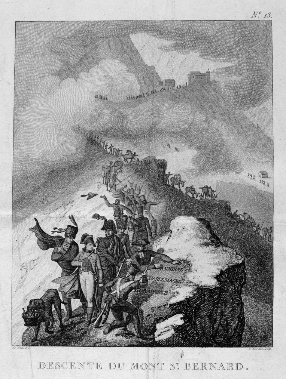 De afdaling van de Mont St Bernard, 1800 door Unbekannt