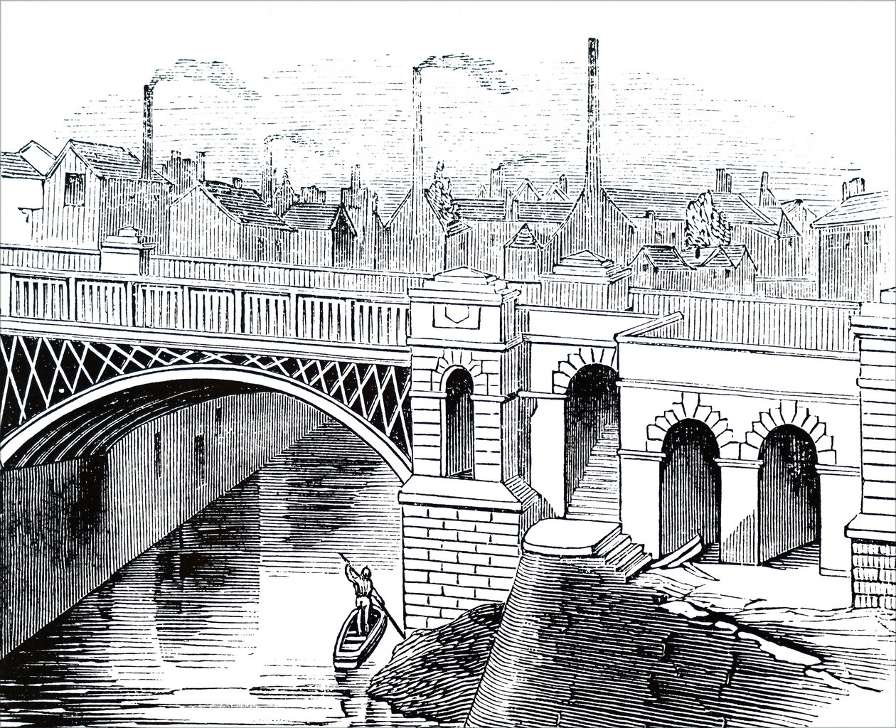 De ijzeren brug over de Irwell-rivier door Unbekannt