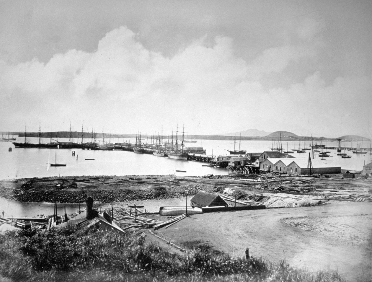 De Haven, Auckland, Nieuw-Zeeland, ca. 1870-1880 door Unbekannt
