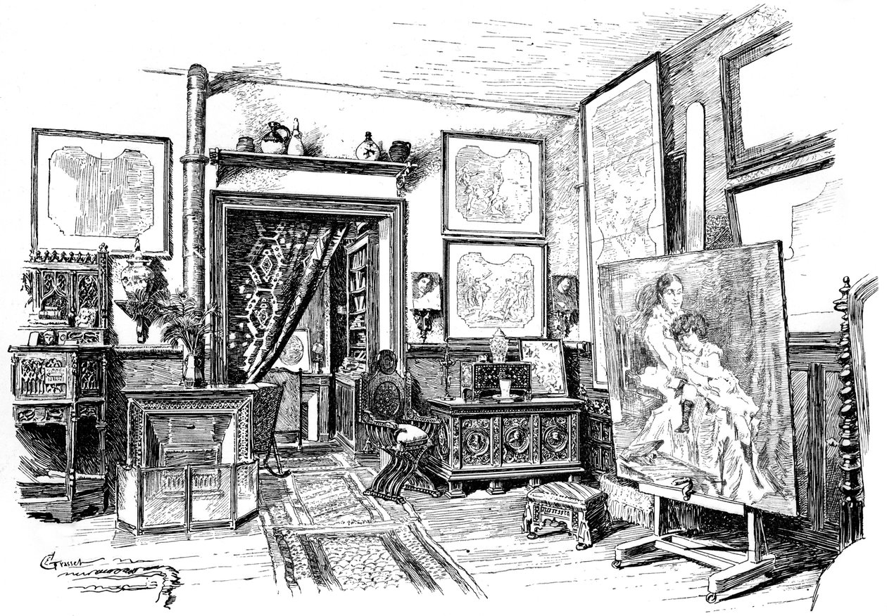 De kleinere studio van Paul-Jacques-Aime Baudry, c1880-1882 door Unbekannt