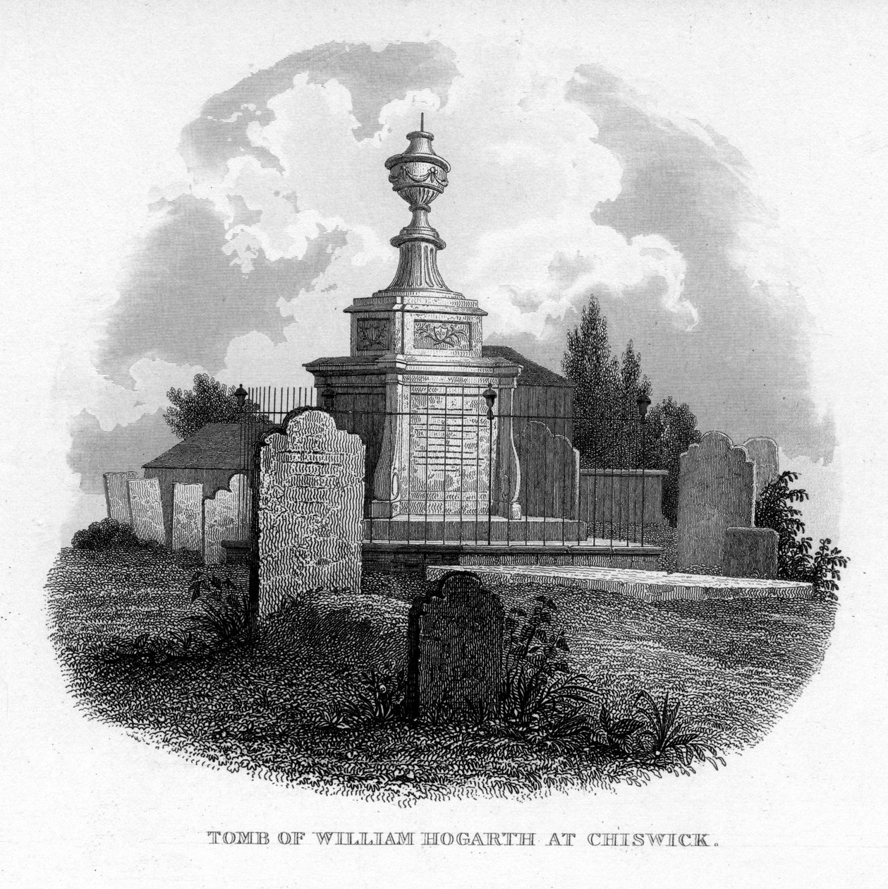 Het graf van William Hogarth in Chiswick door Unbekannt