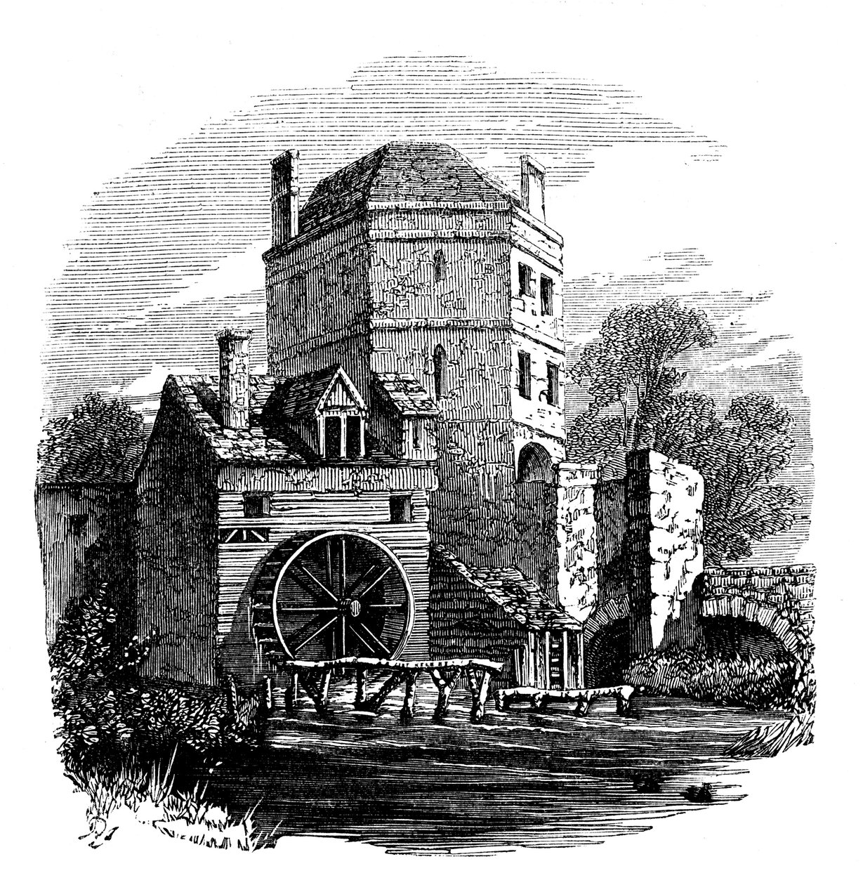 Toren van Franciscaner klooster, Oxford, ca. 1860 door Unbekannt