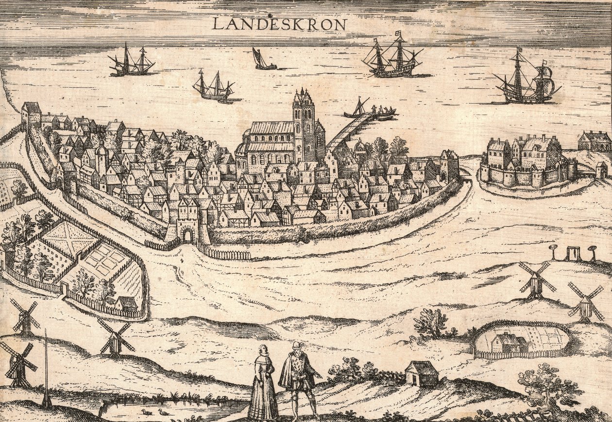 Stad Landskrona, Zweden, 1580s door Unbekannt