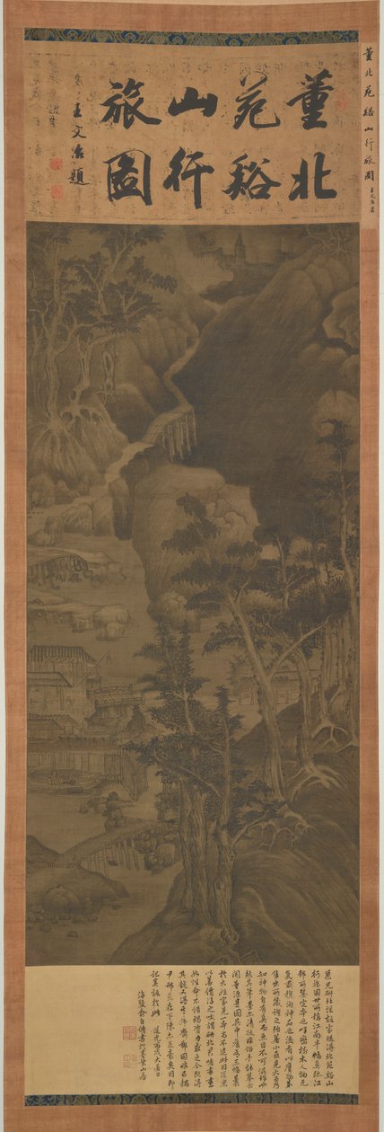 Reizigers tussen bergen en stromen, Ming-dynastie, 1368-1644 door Unbekannt