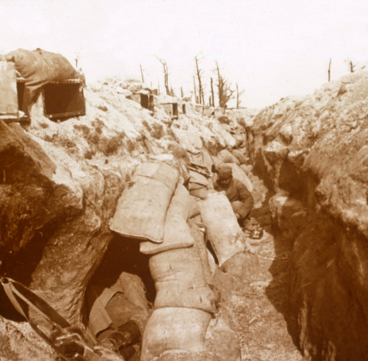 Loopgraven in Champagne, Noord-Frankrijk, ca. 1914-ca. 1918 door Unbekannt