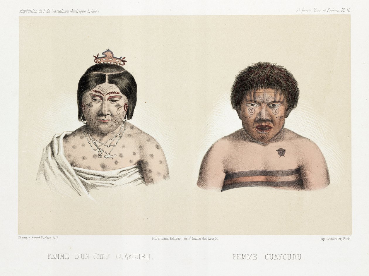 Twee Guaycuru vrouwen, Zuid-Amerika, ca. 1843-1847 door Unbekannt