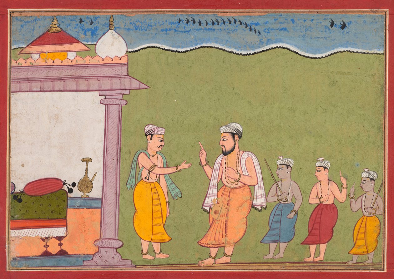 Vasudeva ontmoet Nanda uit een Bhagavata Purana, 1610 door Unbekannt