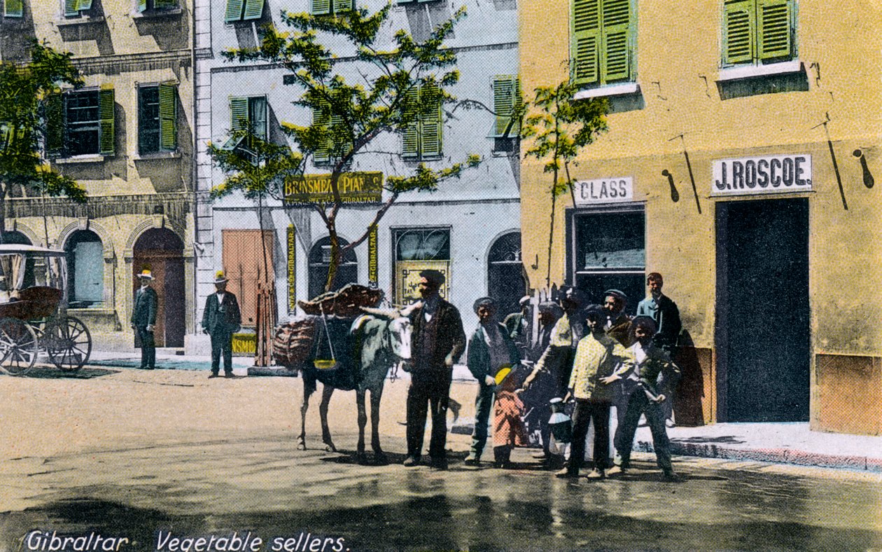 Groenteverkopers, Gibraltar door Unbekannt