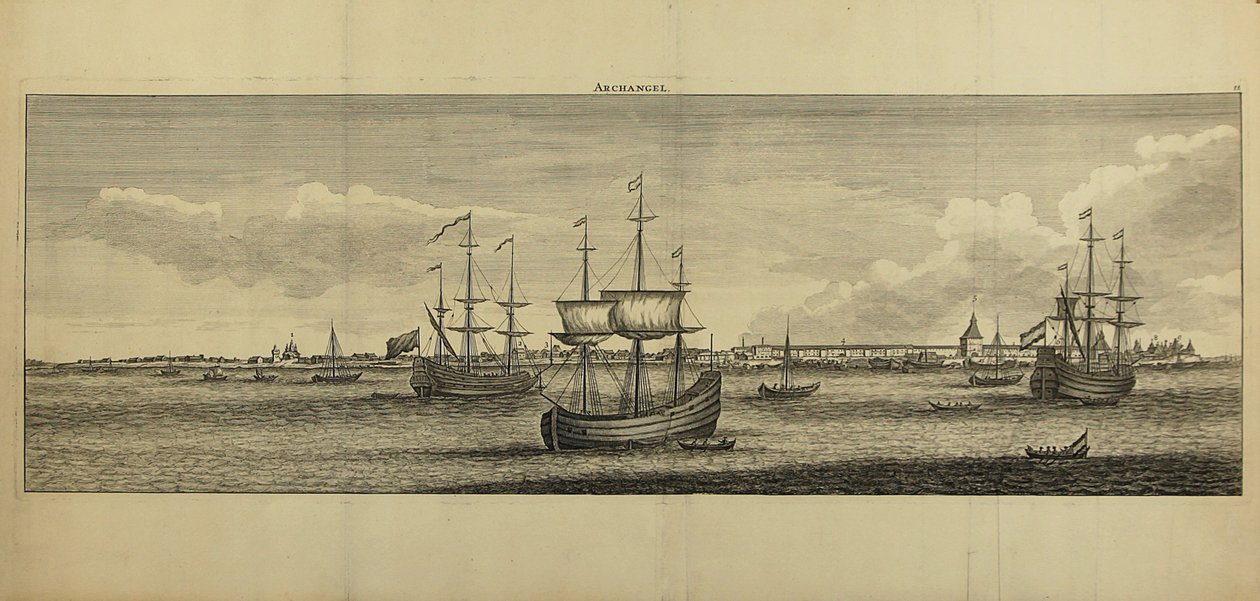Uitzicht op Arkhangelsk, ca. 1770 door Unbekannt