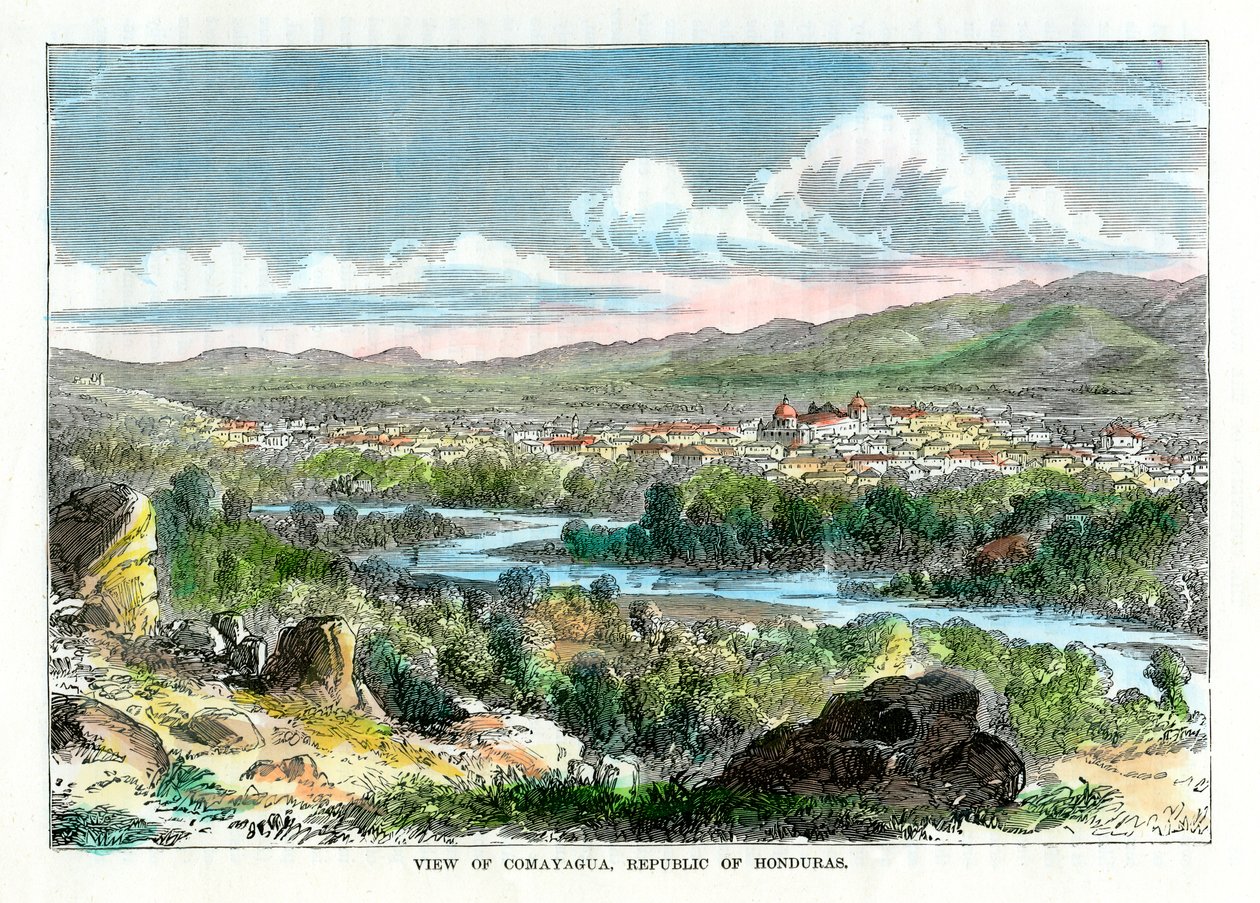 Uitzicht op Comayagua, Republiek Honduras, ca. 1880 door Unbekannt