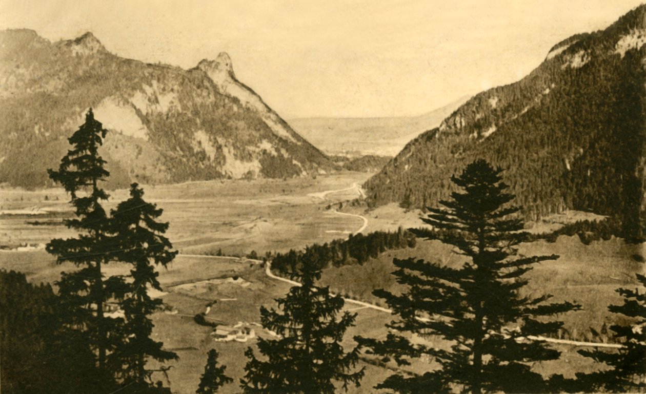 Uitzicht op Oberammergau, ca. 1922 door Unbekannt