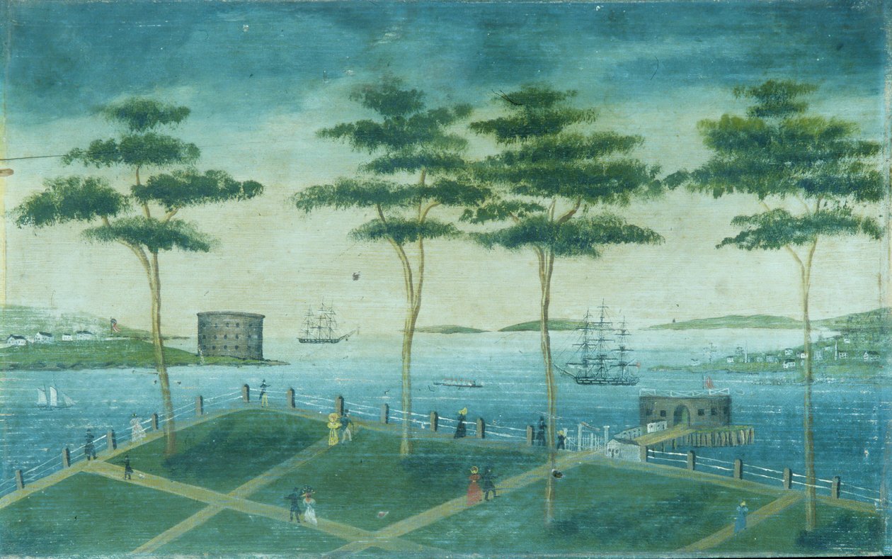 Gezicht op de Battery, New York, 1800-1850 door Unbekannt