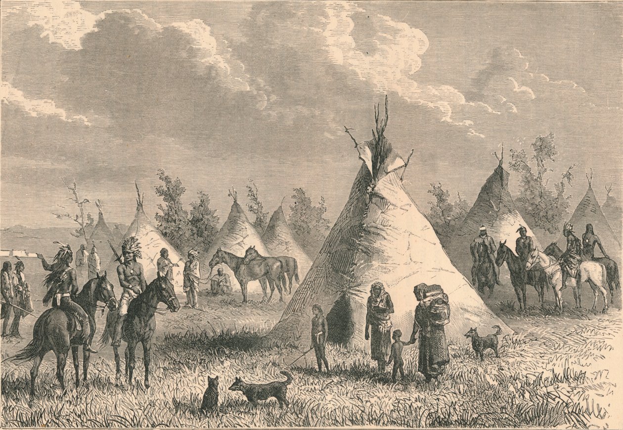 Dorp van Prairie Indianen door Unbekannt