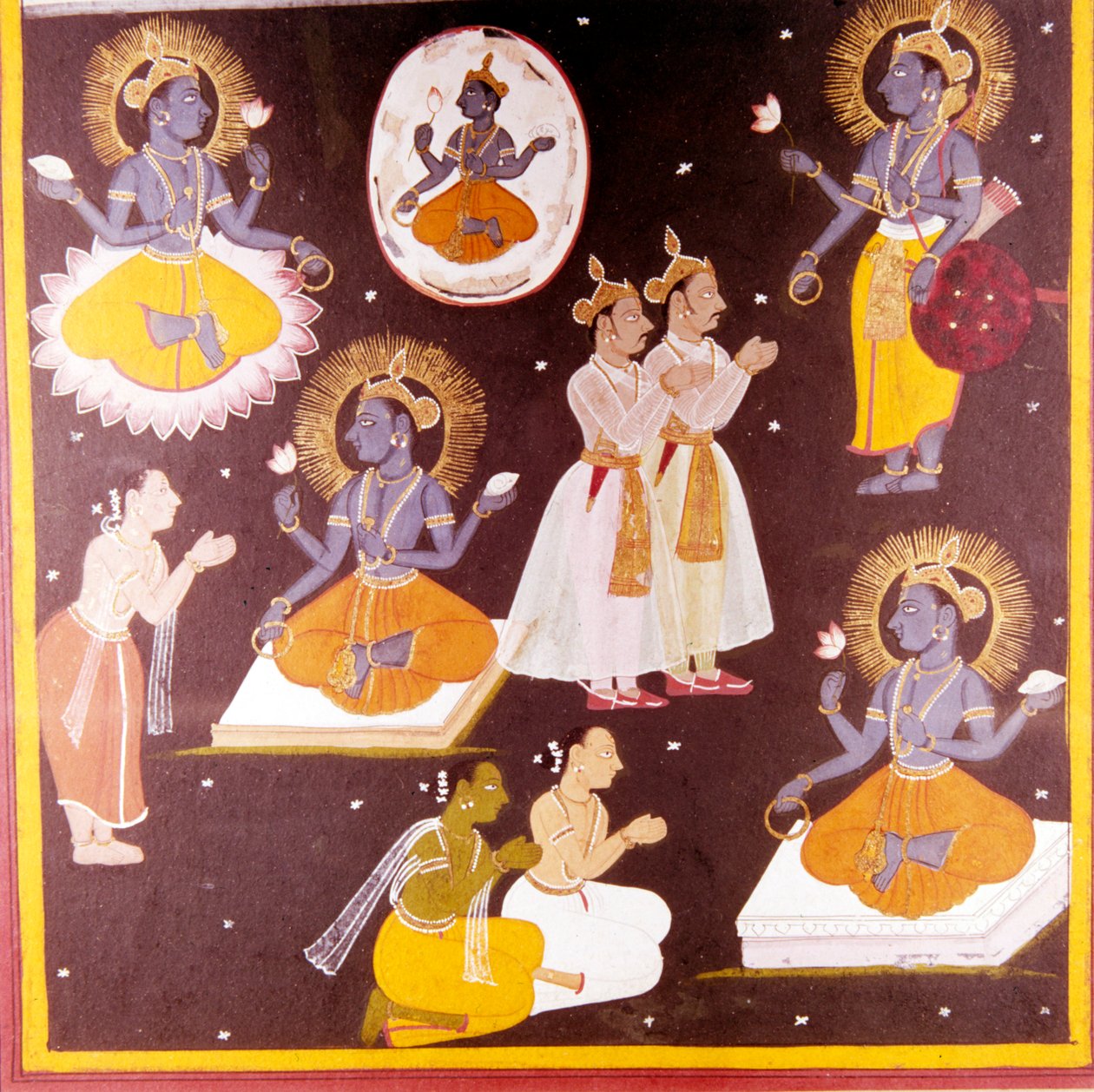 Vishnu vereerd in vijf manifestaties, c1690 door Unbekannt