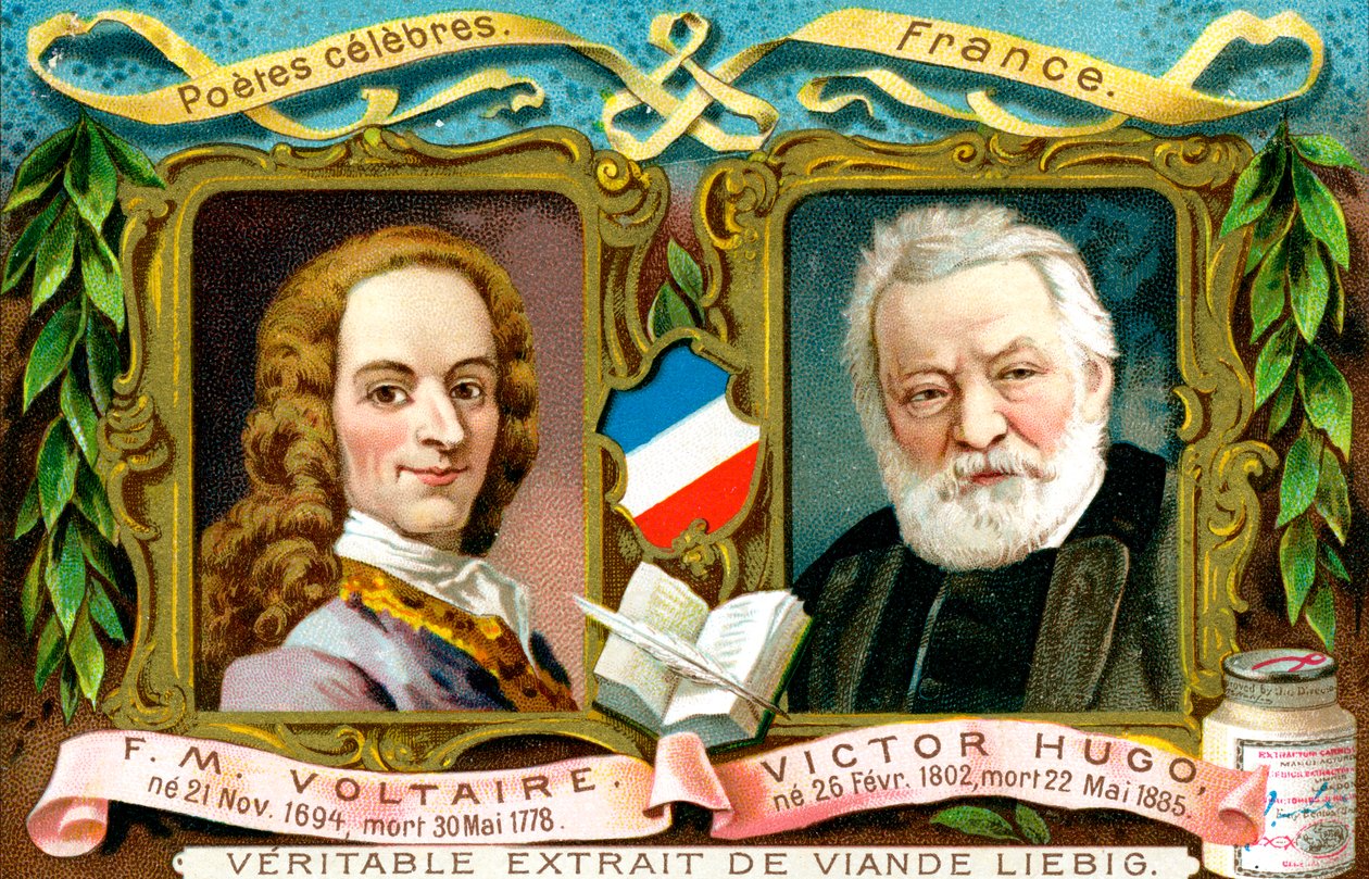 Voltaire en Victor Hugo, ca. 1900 door Unbekannt