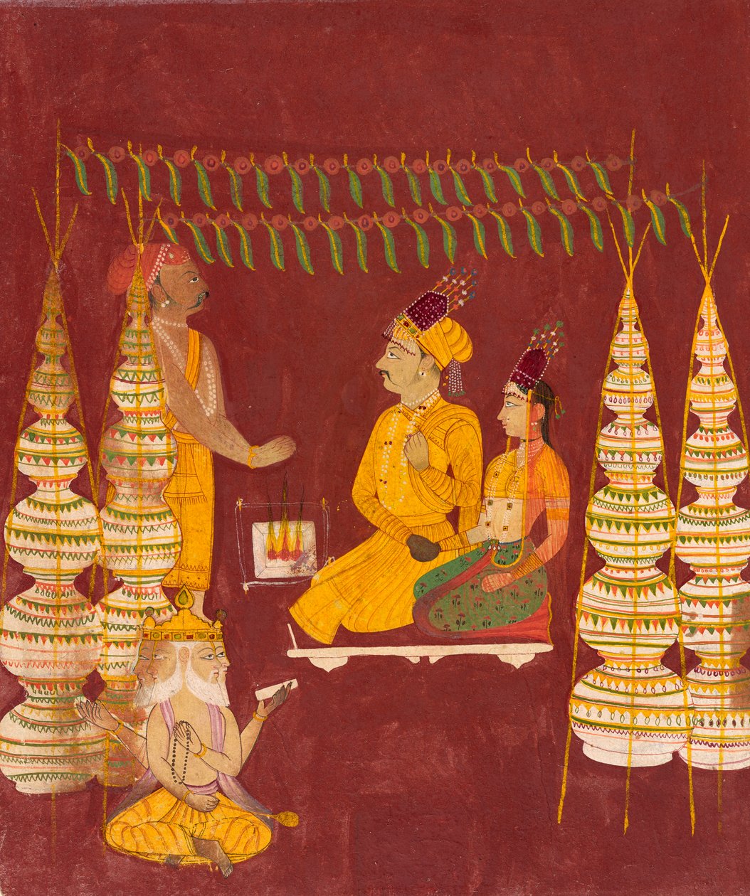Huwelijksceremonie met Brahma aanwezig, ca. 1680 door Unbekannt