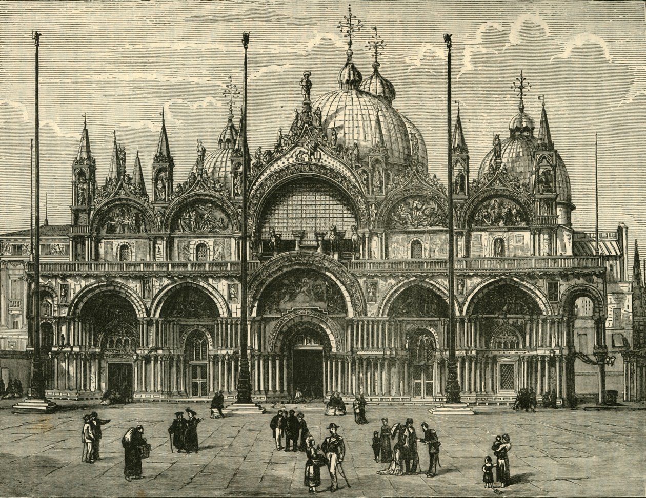 Westelijke voorzijde van de Sint-Marcus, Venetië, 1890 door Unbekannt