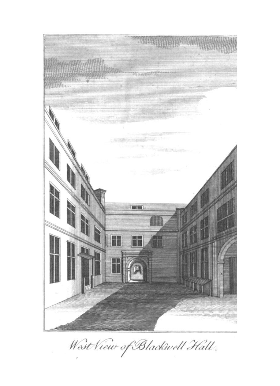Westelijk uitzicht op Blackwell Hall, ca. 1750-1800 door Unbekannt