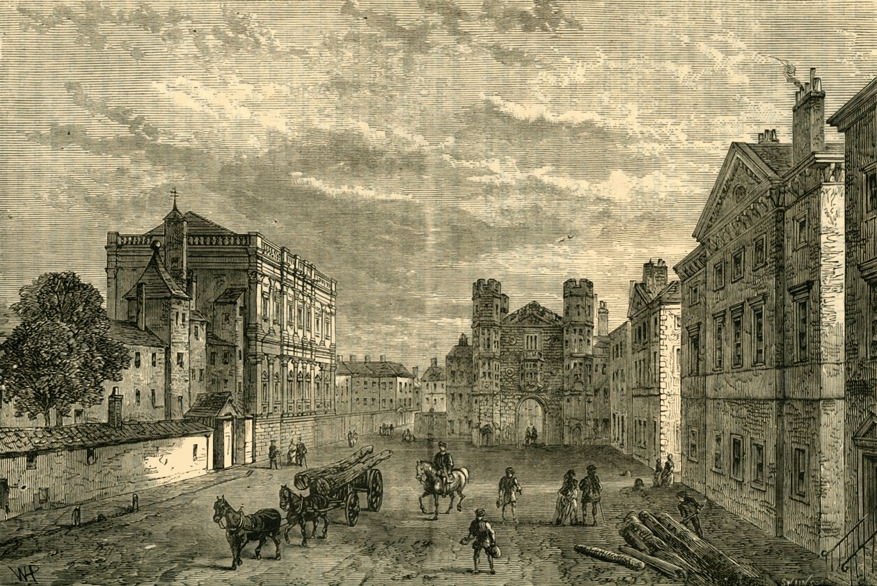 Whitehall, kijkend naar de Holbein Gateway, 1881 door Unbekannt
