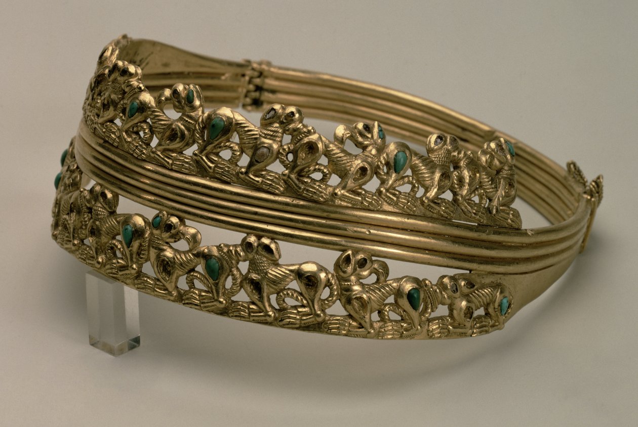 Scharnierende halsring in de Dierstijl, Sarmatisch, 1e eeuw na Christus door Unbekannt Unbekannt