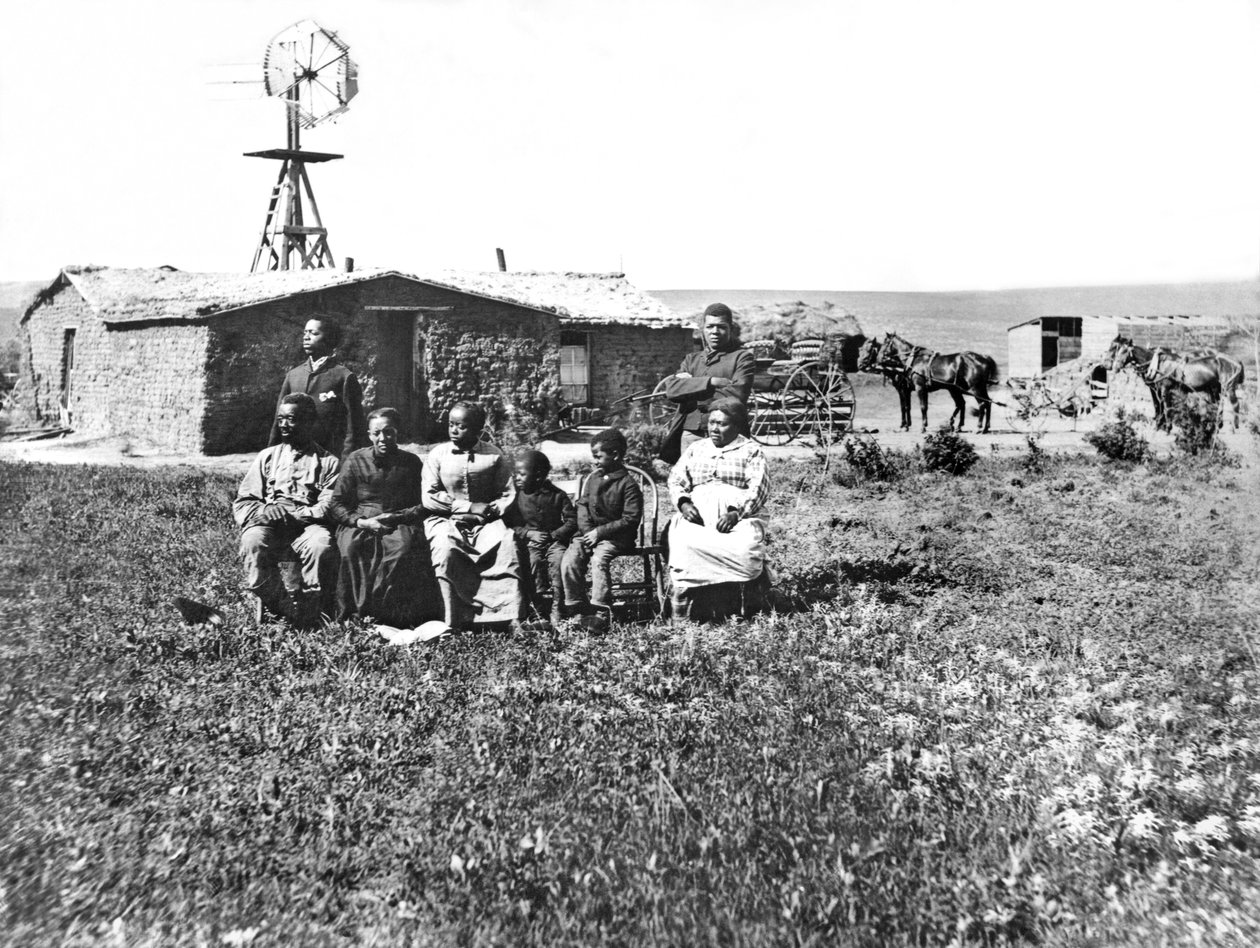 Pioniersfamilieportret, Custer County, Nebraska, 1888 door Unbekannt Unbekannt