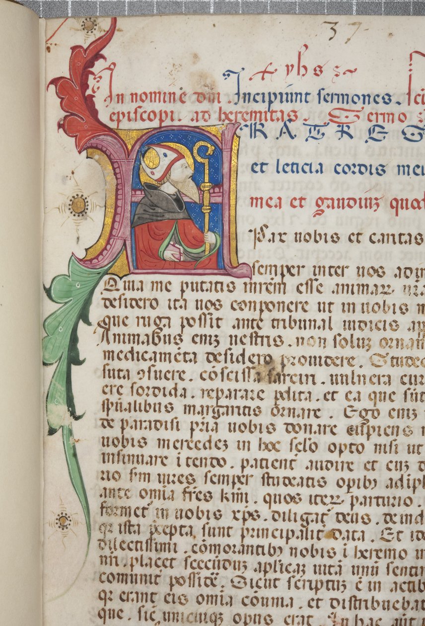 Pseudo-Augustinus, Sermones ad fratres in eremo, Fol 1, detail, c.1350 door Unbekannt Unbekannt