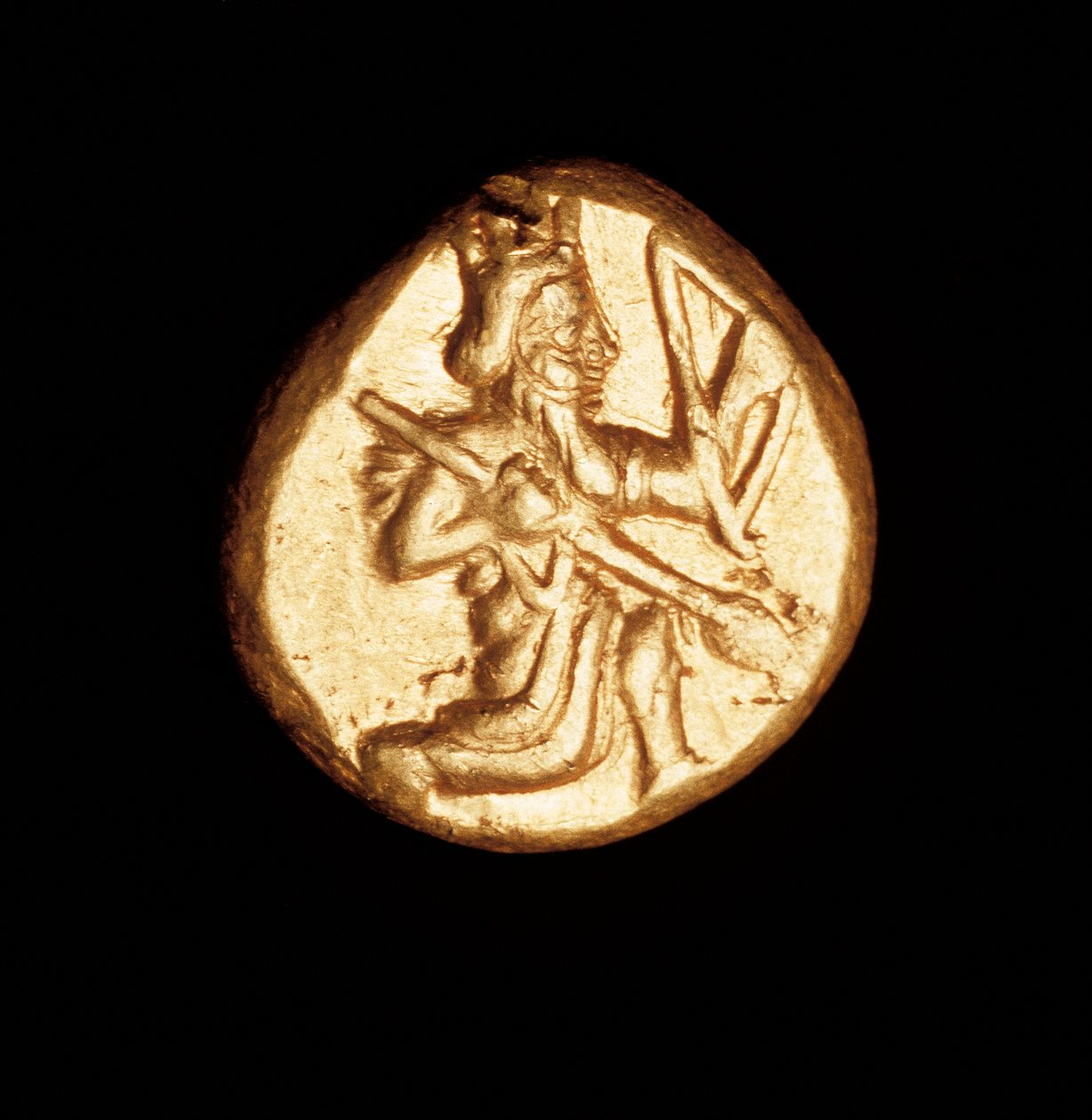 Zeldzame oude Griekse munt, Gouden Perzische Daric, Grote Koning knielend met boog ca. 450 v.Chr. door Unbekannt Unbekannt