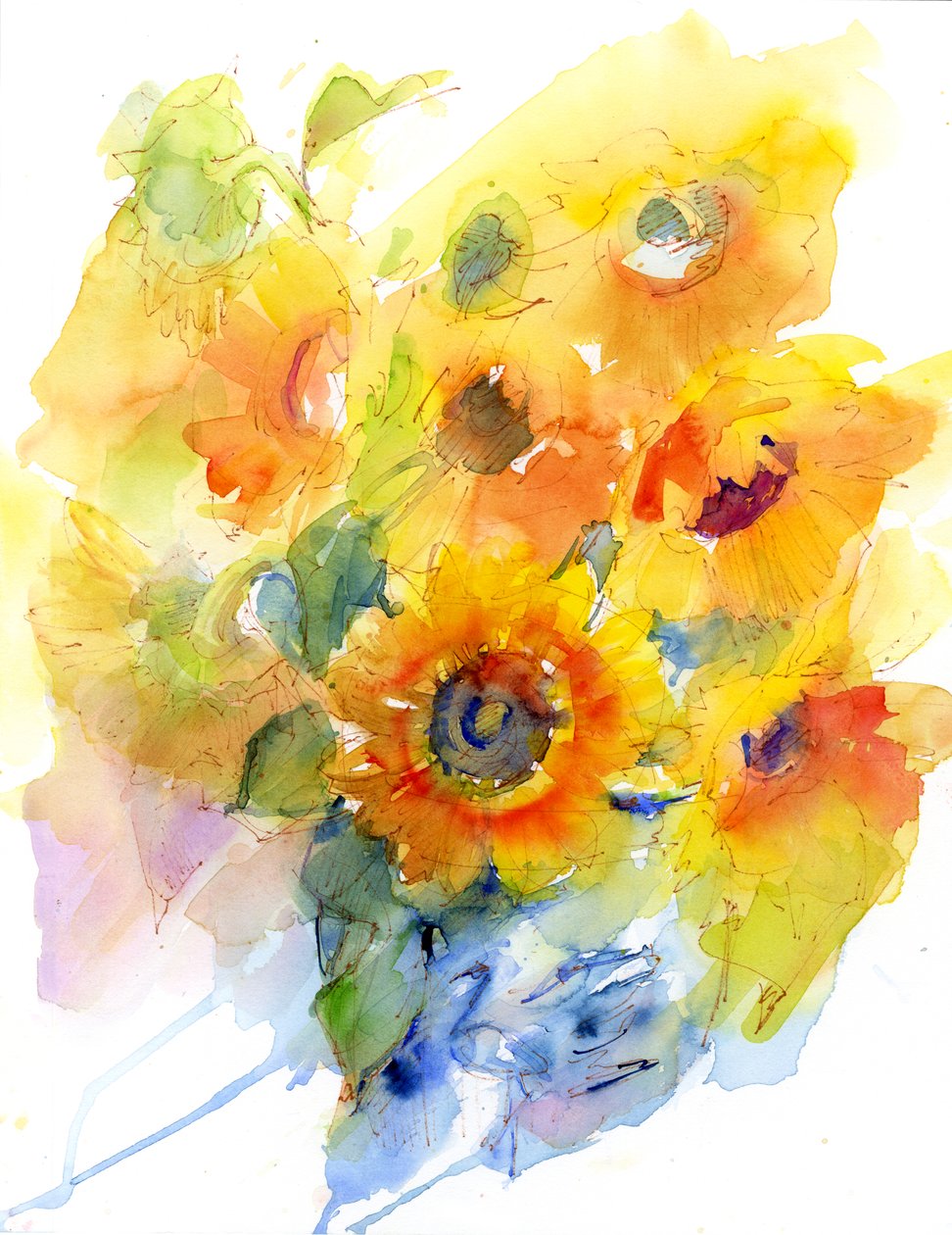 Zonnebloemen in vaas, 2016 door Unbekannt Unbekannt