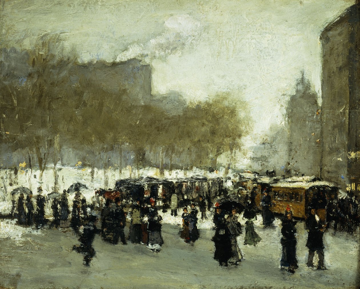 Een winterse dag in de stad door Unbekannt