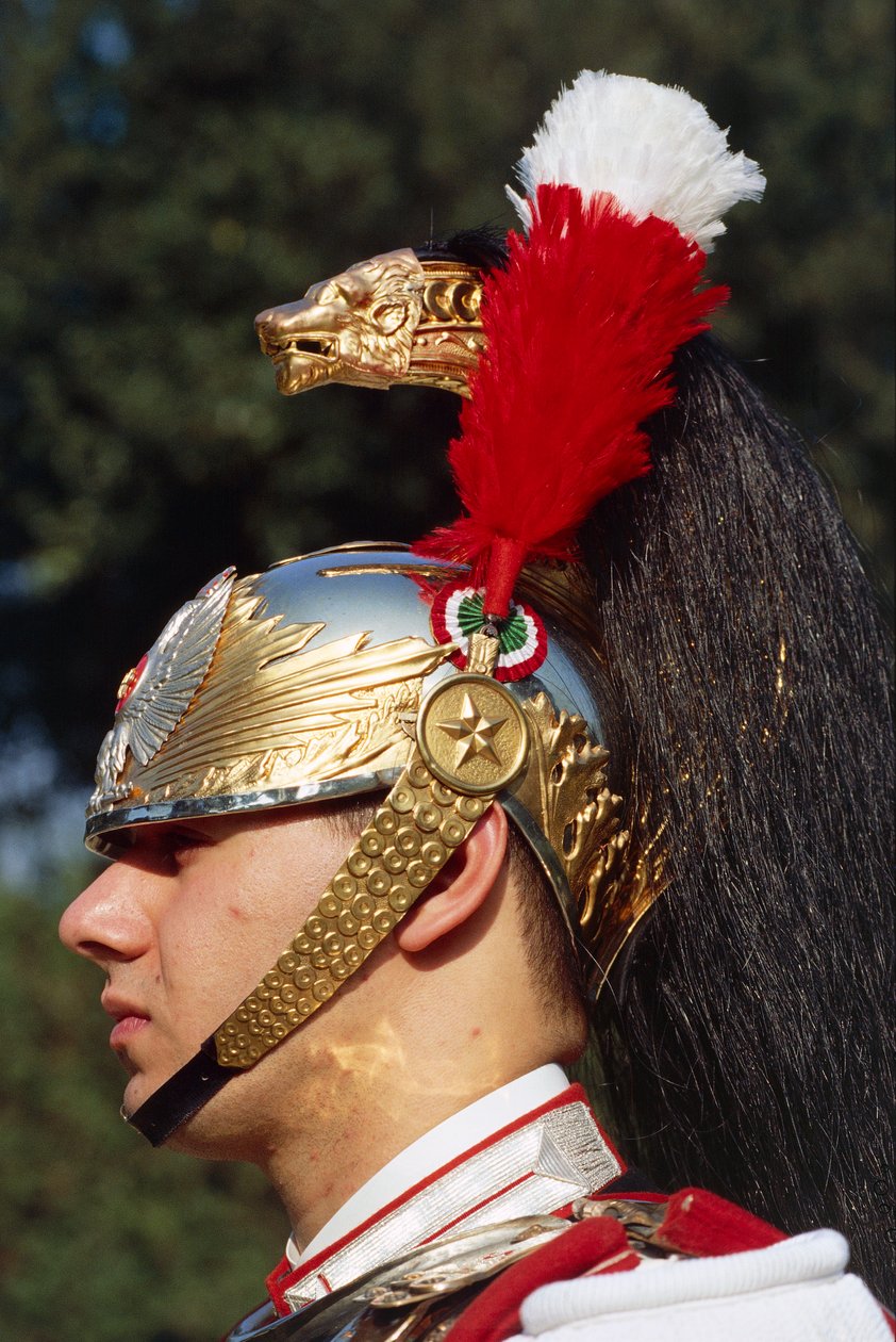 Close-up van een cuirassier met helm door Benjamin Baud