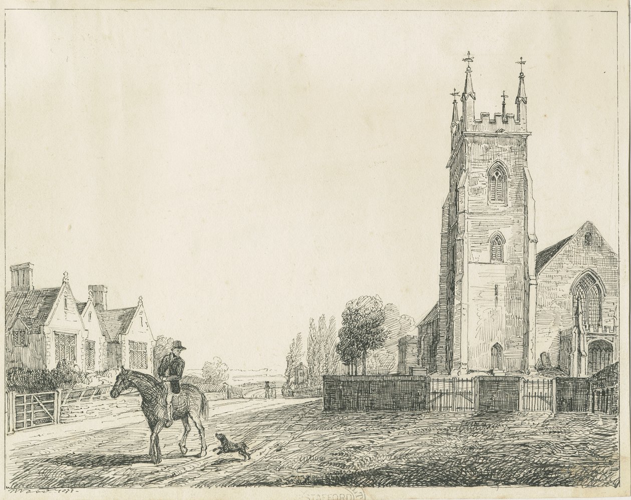 Colwich Kerk: pentekening, 1833 door Unbekannt