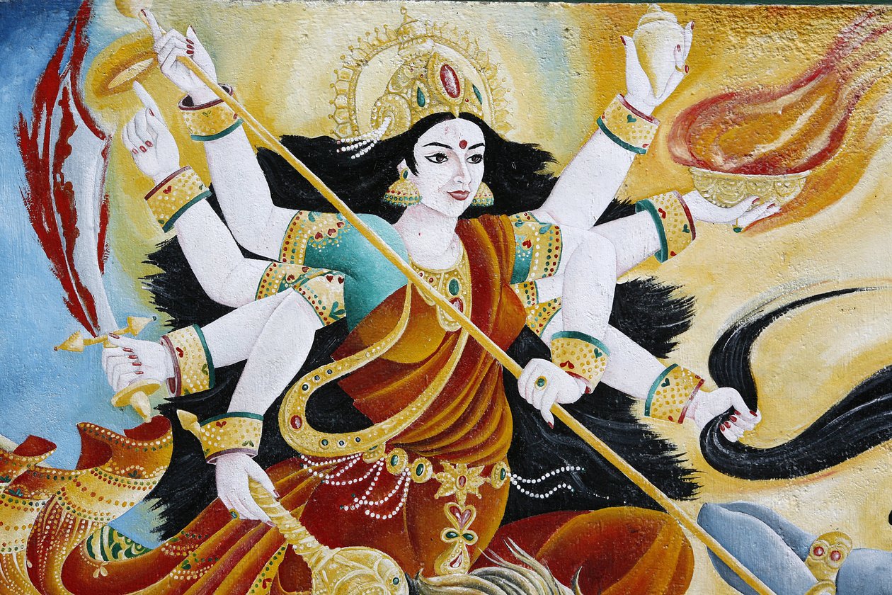 Godin Durga verslaat het kwaad, Kathmandu, Nepal door Unbekannt