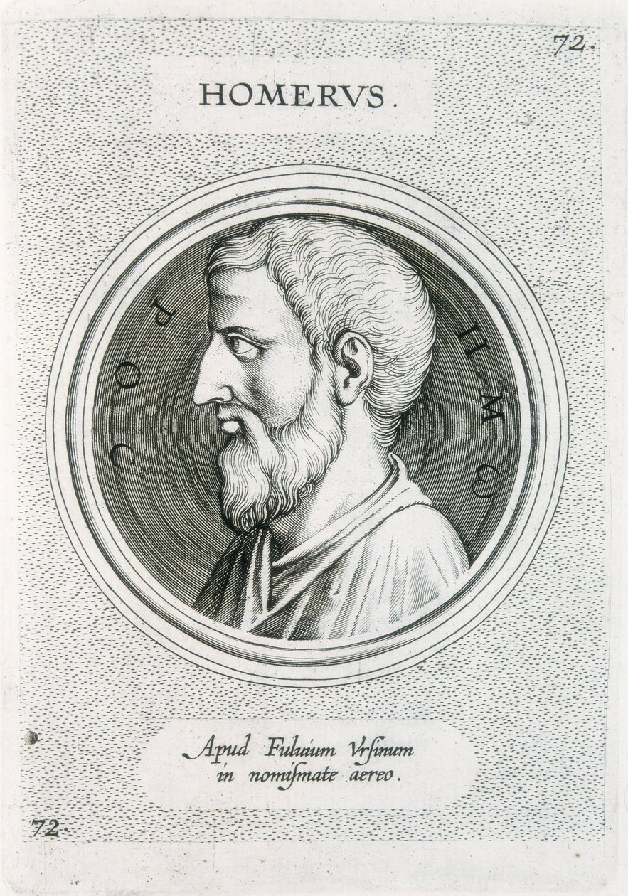 HOMEROS (9e eeuw v.Chr.). Griekse schrijver (gravure) door Unbekannter Künstler