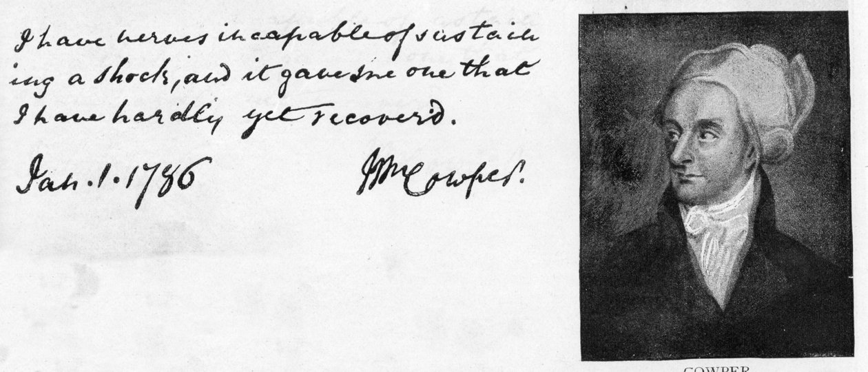 Handschrift en handtekening van William Cowper door Unbekannt