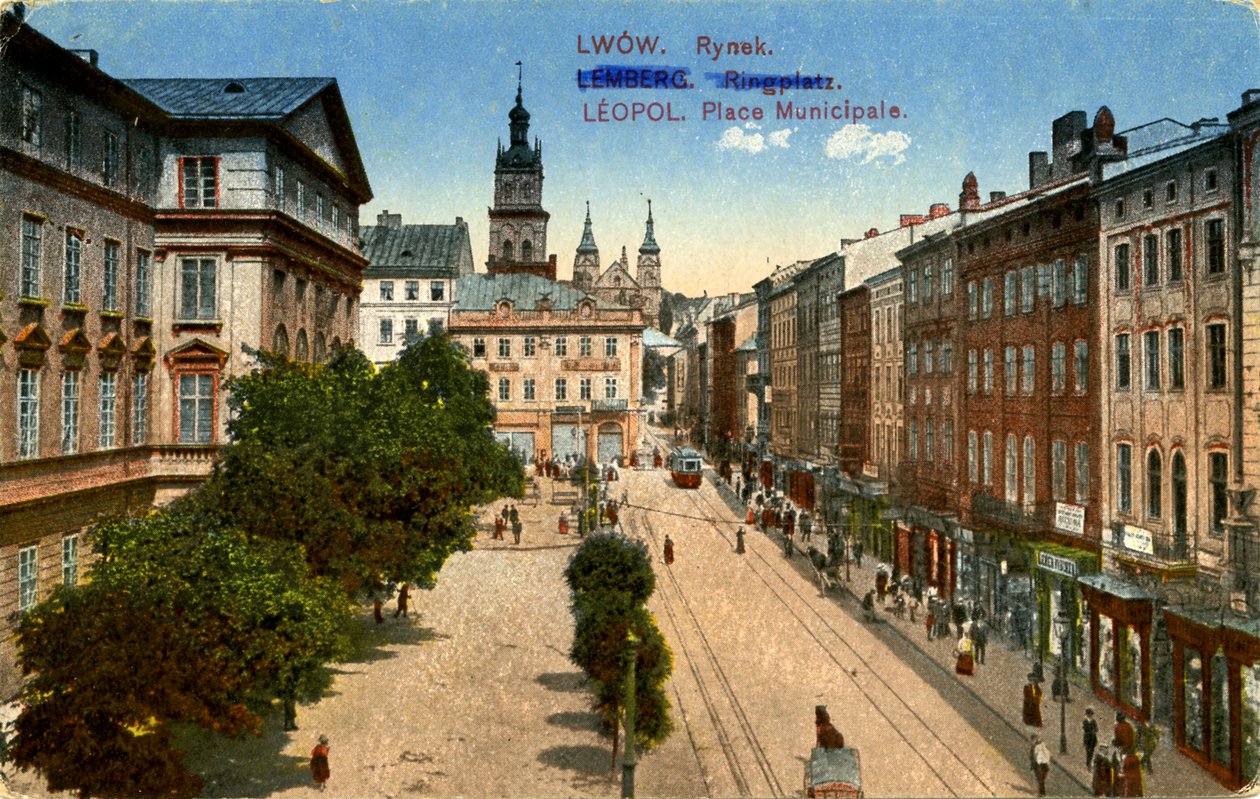 Het Rynokplein in Lviv (Lemberg), Oekraïne door Unbekannter Künstler