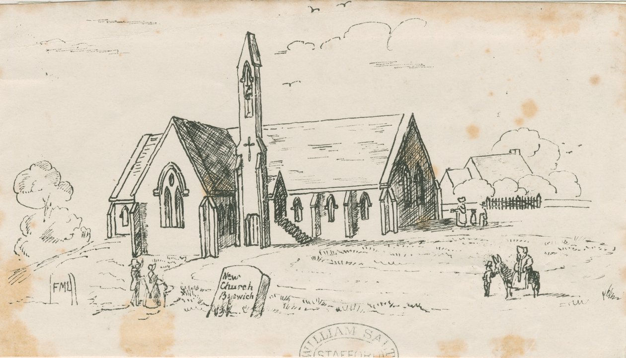 Walton-on-the-Hill Kerk [Nieuw]: lithografie, nd [ca. 1840] door Unbekannt