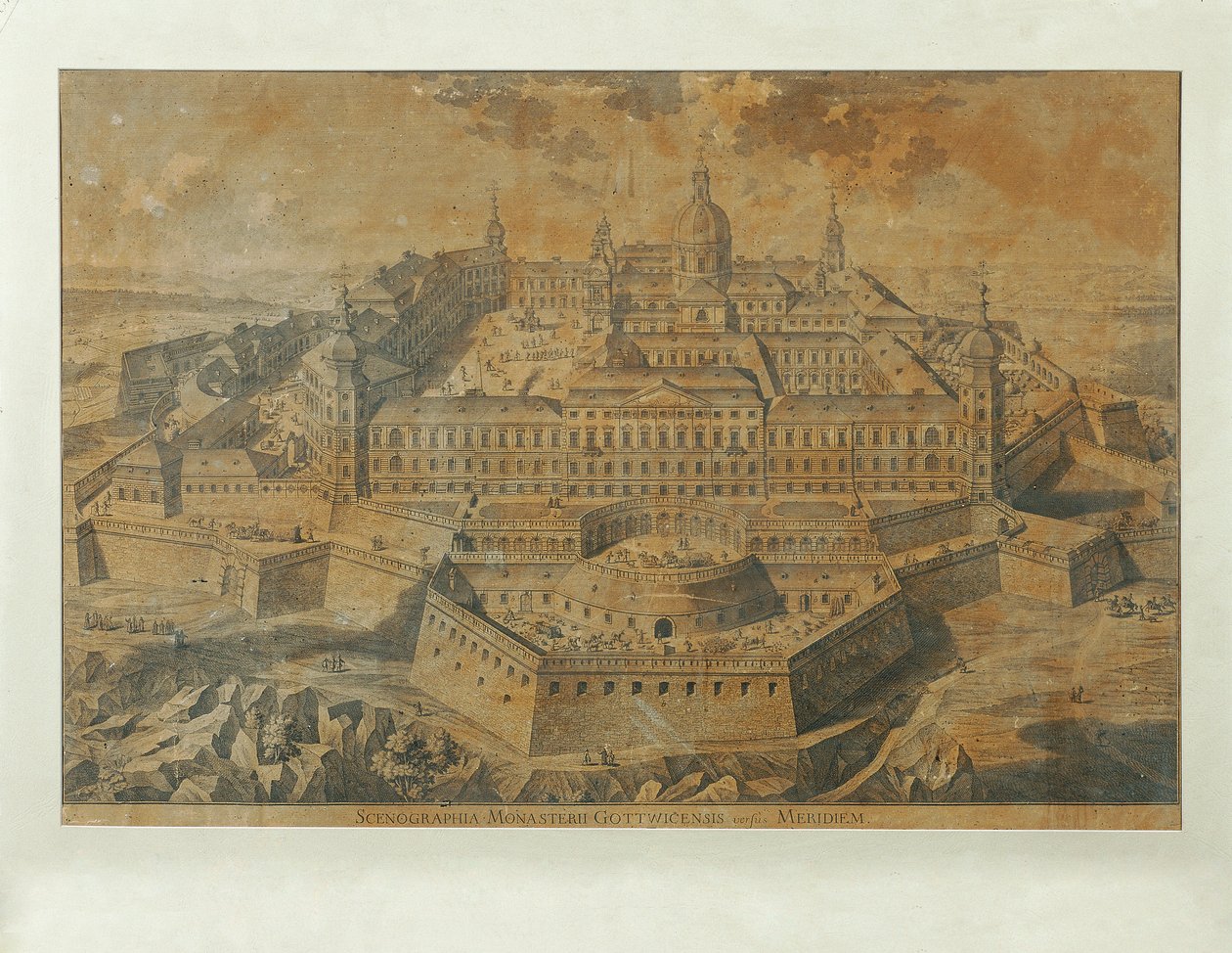 Ideaalbeeld van de abdij Göttweig door Unbekannter Stecher