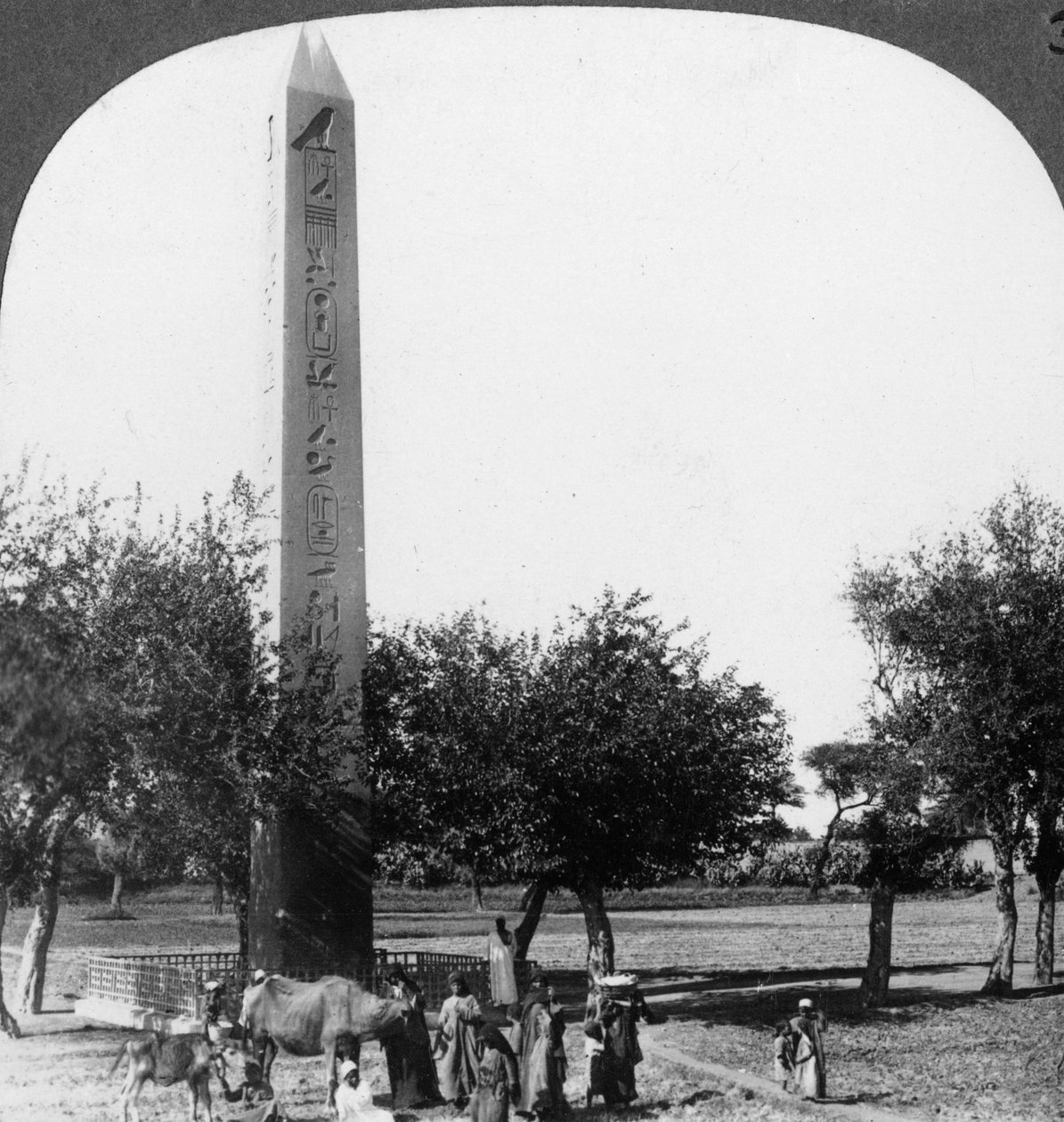 De obelisk van Heliopolis, Egypte, 1905 door Underwood and Underwood