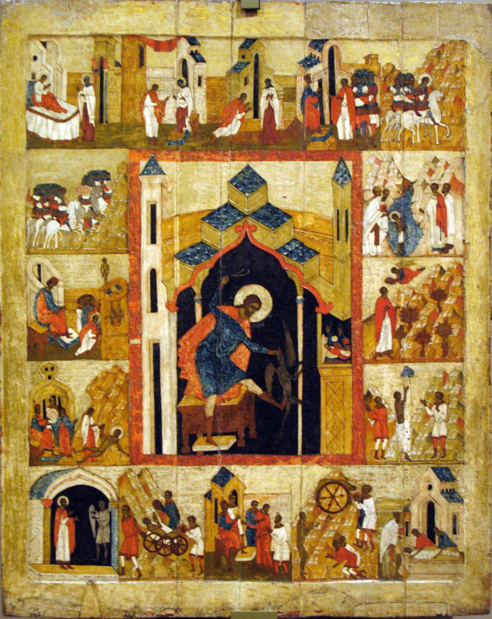 St. Nicetas de Exorcist met de scènes uit zijn leven door Unknown